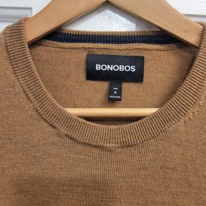 Bonobos extra fine merino wool sweater in camel - slim medium